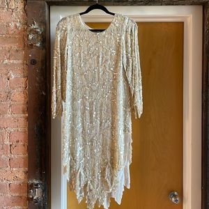 Vintage 100% Silk Beaded Dress